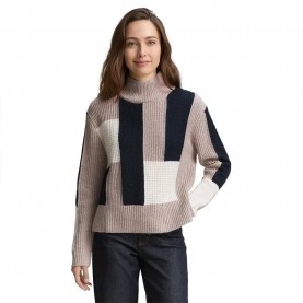 блуза,дамски,пуловери,дамски,плетени,дрехи,tom,tailor,1047706,sweater,taupe,structured,colorblock