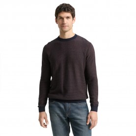 блуза,мъжки,пуловери,tom,tailor,1049372,sweater,brown,(navy,mid,brown,dot,stripe)