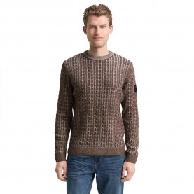 блуза,мъжки,пуловери,tom,tailor,1049475,sweater,brown,(brown,offwhite,plated)