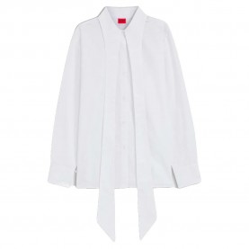 HUGO Eryss 10259151 01 long sleeve blouse - White (White 100) дамски,блузи,hugo,eryss,10259151,01,long,sleeve,blouse,white,(white,100)