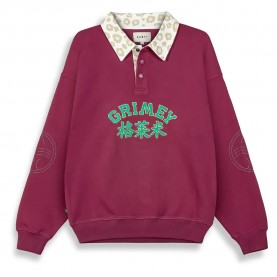 Блуза с яка Grimey Royal Paw Pique Polo sweatshirt - Pink (Wine) блуза,с,яка,мъжки,пуловери,дамски,пуловери,grimey,royal,paw,pique,polo,sweatshirt,pink,(wine)