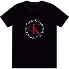 Тениска Calvin klein jeans 30S Word Circle short sleeve T-shirt - Black (Black) тениска,мъжки,тениски,дамски,тениски,calvin,klein,jeans,30s,word,circle,short,sleeve,t,shirt,black,(black)