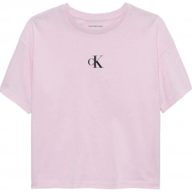 Тениска Calvin klein jeans Logo Boxy short sleeve T-shirt - Pink (Pearly Pink) тениска,детски,тениски,calvin,klein,jeans,logo,boxy,short,sleeve,t,shirt,pink,(pearly,pink)