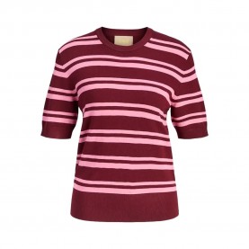 блуза,дамски,пуловери,дамски,плетени,дрехи,jack,&,jones,layla,comfy,jjxx,short,sleeve,sweater,cabernet,stripes,morning,glory,(red)