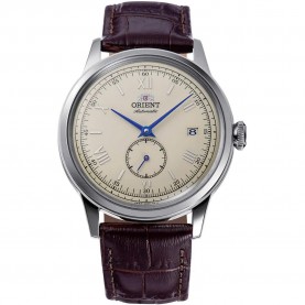 часовник,часовници,orient,watches,bambino,38,small,seconds,watch,chocolate,brown,beige,(purple)