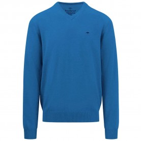 Блуза Fynch hatton 1407211 v neck sweater - Blue (Vibrant Blue) блуза,мъжки,пуловери,дамски,пуловери,fynch,hatton,1407211,v,neck,sweater,blue,(vibrant,blue)