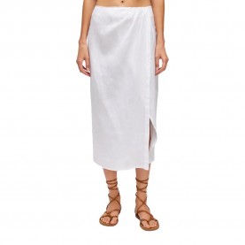 пола,дамски,поли,и,рокли,sundek,long,linen,with,front,opening,long,skirt,white