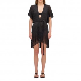 Рокля Sundek Lurex kaftan with strap short sleeve short dress - Black (Black) рокля,дамски,поли,и,рокли,sundek,lurex,kaftan,with,strap,short,sleeve,short,dress,black,(black)