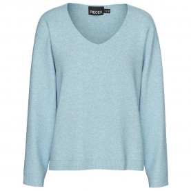 блуза,дамски,пуловери,дамски,плетени,дрехи,pieces,bree,v,neck,sweater,cashmere,blue,melange,(blue)
