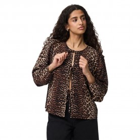 дамски,блузи,дамски,ризи,pieces,tiffany,long,sleeve,blouse,black,leopard,(brown)