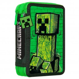 Minecraft 2 Zippers pencil case - Green (Multicolor) канцеларски,принадлежности,minecraft,2,zippers,pencil,case,green,(multicolor)