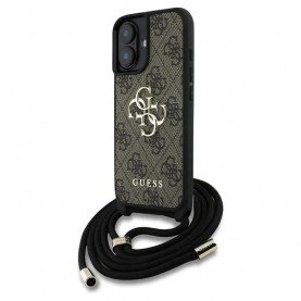 Guess 4G Big Logo Cord Stap Crossbody iPhone 16 Plus phone case - Brown (Brown) други,аксесоари,guess,4g,big,logo,cord,stap,crossbody,iphone,16,plus,phone,case,brown,(brown)