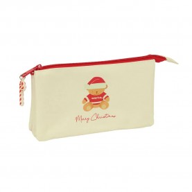 Safta 842504744 Bear Happy Holidays Triple pencil case - Beige канцеларски,принадлежности,safta,842504744,bear,happy,holidays,triple,pencil,case,beige