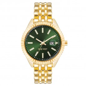 Часовник Nine west NW-2660GNGB Quartz 34 mm woman watch - Golden (Golden / Golden / Green) часовник,часовници,nine,west,nw,2660gngb,quartz,34,mm,woman,watch,golden,(golden,golden,green)