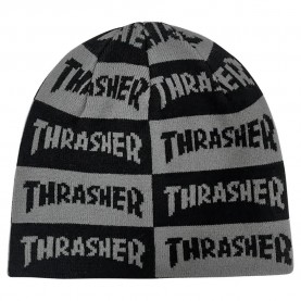 Шапка Thrasher Mag checkered skully beanie - Black / Grey (Black / Grey) шапка,всички,шапки,thrasher,mag,checkered,skully,beanie,black,grey,(black,grey)