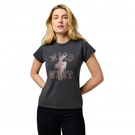 Тениска Wrangler Shrunken Band short sleeve T-shirt - Faded Black тениска,дамски,тениски,wrangler,shrunken,band,short,sleeve,t,shirt,faded,black