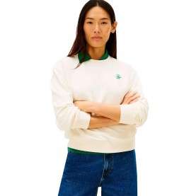 Блуза Tommy hilfiger Script Reg Terry sweatshirt - Beige (Calico) блуза,дамски,блузи,tommy,hilfiger,script,reg,terry,sweatshirt,beige,(calico)