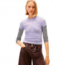 тениска,дамски,тениски,tommy,jeans,ess,logo,1,rib,slim,fit,short,sleeve,t,shirt,purple,(periwinkle,dusk)