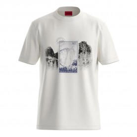 Тениска HUGO Divalis 10272987 T-shirt - White (Natural) тениска,мъжки,тениски,дамски,тениски,hugo,divalis,10272987,t,shirt,white,(natural)
