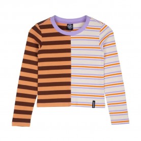 тениска,дамски,тениски,santa,cruz,custom,top,spli,long,sleeve,t,shirt,multicolor,(sepia,stripe)