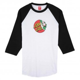 Тениска Santa cruz Top beware dot front baseball short sleeve T-shirt - White (Black / White) тениска,мъжки,тениски,дамски,тениски,santa,cruz,top,beware,dot,front,baseball,short,sleeve,t,shirt,white,(black,white)