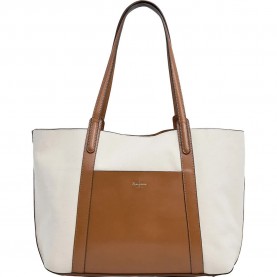 пазарска,чанта,всички,чанти,pepe,jeans,audrey,tale,shopper,bag,brown,white,(tan,brown)