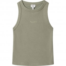 Тениска Pepe jeans Giselle sleeveless T-shirt - Green (Dusky Green) тениска,мъжки,тениски,дамски,тениски,pepe,jeans,giselle,sleeveless,t,shirt,green,(dusky,green)