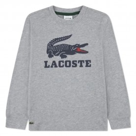 Детска тениска Lacoste kids Logo Graphic Core long sleeve T-shirt - Grey (Argent Chine Heather) детска,тениска,мъжки,тениски,дамски,тениски,lacoste,kids,logo,graphic,core,long,sleeve,t,shirt,grey,(argent,chine,heather)