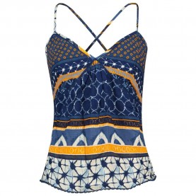 Тениска Superdry Printed Woven sleeveless T-shirt refurbished - Multicolor (Circular Layer Orange) тениска,дамски,тениски,superdry,printed,woven,sleeveless,t,shirt,refurbished,multicolor,(circular,layer,orange)