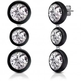 бижутерия,ops,objects,wonder,3,stone,earrings,black