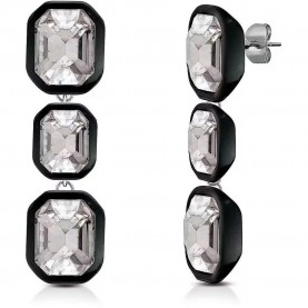 бижутерия,ops,objects,wonder,3,stones,square,earrings,black