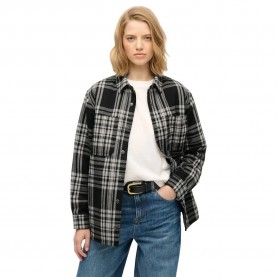 карирана,риза,дамски,блузи,дамски,ризи,superdry,check,lined,long,sleeve,shirt,black,check