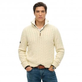 блуза,мъжки,пуловери,superdry,cotton,classic,cable,half,zip,sweater,beige,(cream)