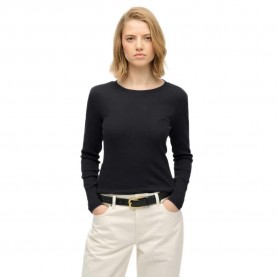 Тениска Superdry Essential Logo Gd Rib long sleeve T-shirt - Black (Bison Black) тениска,дамски,тениски,superdry,essential,logo,gd,rib,long,sleeve,t,shirt,black,(bison,black)