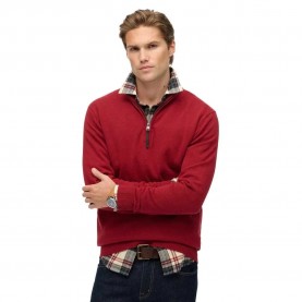 Блуза Superdry Essentials half zip sweater - Red (Carmine Red Marl) блуза,мъжки,пуловери,superdry,essentials,half,zip,sweater,red,(carmine,red,marl)