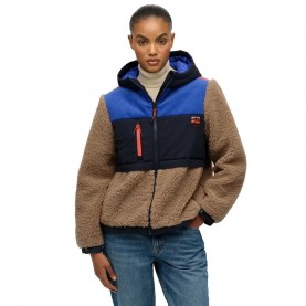Яке Superdry Fleece jacket - Brown / Blue (Cobblestone Grey) яке,дамски,якета,и,палта,superdry,fleece,jacket,brown,blue,(cobblestone,grey)