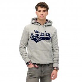 Суичър Superdry Flyers Script hoodie - Grey (Grey Marl) суичър,мъжки,пуловери,superdry,flyers,script,hoodie,grey,(grey,marl)