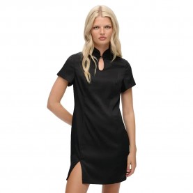 Рокля Superdry LBD Satin Mandarin short dress - Black (Black) рокля,дамски,поли,и,рокли,superdry,lbd,satin,mandarin,short,dress,black,(black)