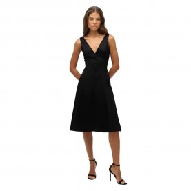 Рокля Superdry LBD Satin V Neck midi dress - Black (Black) рокля,дамски,поли,и,рокли,superdry,lbd,satin,v,neck,midi,dress,black,(black)