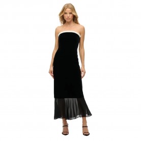 Рокля Superdry LBD Velvet Strapless long dress - Black (Black) рокля,дамски,поли,и,рокли,superdry,lbd,velvet,strapless,long,dress,black,(black)