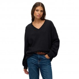 блуза,дамски,пуловери,дамски,плетени,дрехи,superdry,oversized,v,neck,sweater,black