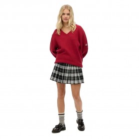 блуза,дамски,пуловери,дамски,плетени,дрехи,superdry,oversized,v,neck,sweater,bordeaux,red