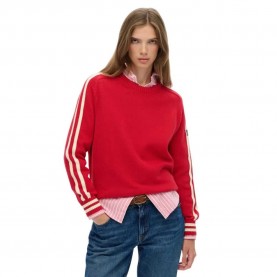 блуза,дамски,пуловери,дамски,плетени,дрехи,superdry,relaxed,stripe,knitted,sweater,varsity,red