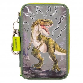 Dino world REFLECTOR 0411758 pencil case - Grey / Silver канцеларски,принадлежности,dino,world,reflector,0411758,pencil,case,grey,silver