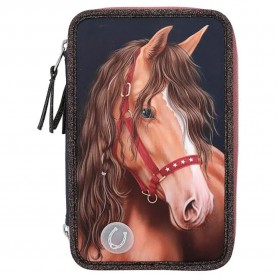 ученически,принадлежности,miss,melody,led,glitter,horse,0413190,pencil,case,purple,pink