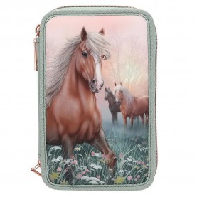 ученически,принадлежности,miss,melody,romantic,fields,glittery,pencil,case,green