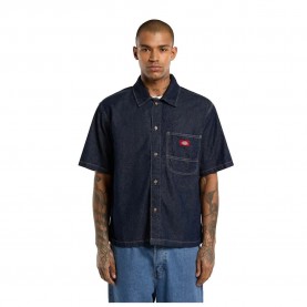 риза,с,къс,ръкав,дамски,ризи,мъжки,ризи,dickies,denim,short,sleeve,shirt,blue,(rinsed)