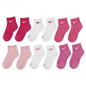 Чорапи Nike Dri Fit Performance Basic Quarter socks 6 pairs - White / Pink (Vivid Pink) чорапи,мъжки,чорапи,дамски,чорапи,nike,dri,fit,performance,basic,quarter,socks,6,pairs,white,pink,(vivid,pink)