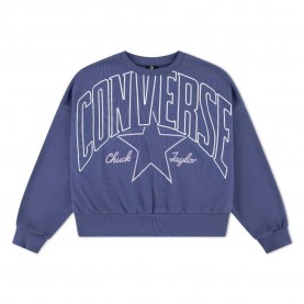 Детска блуза Converse kids Relaxed Boxy Graphic Crew sweatshirt - Blue (Indigo Storm) детска,блуза,детски,блузи,converse,kids,relaxed,boxy,graphic,crew,sweatshirt,blue,(indigo,storm)