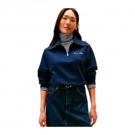 Блуза Tommy hilfiger WW0WW46632 half zip sweatshirt - Blue (Blue) блуза,дамски,блузи,tommy,hilfiger,ww0ww46632,half,zip,sweatshirt,blue,(blue)